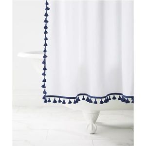 Serena & Lily French Tassel Shower Curtain in Navy - NEW NWT